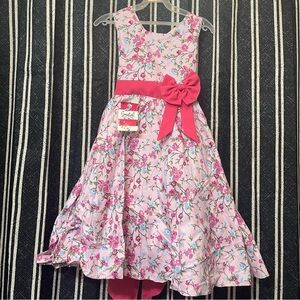 Charming Pink Floral Kids Dress with Bow